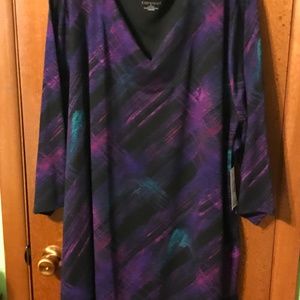 Purple and teal with black plus size tunic  NWT